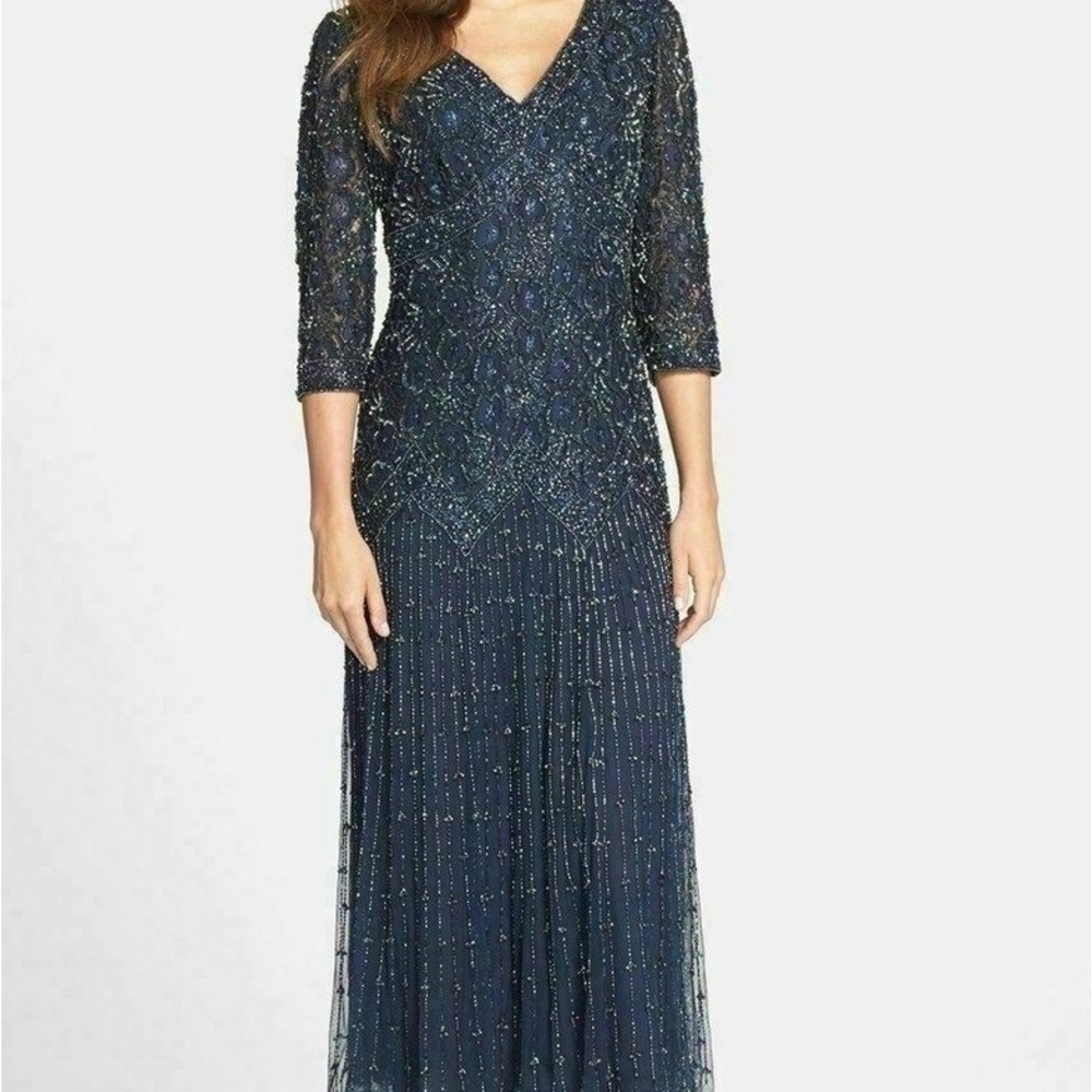 Pisarro Nights Navy Beaded Midi Dress – Size 16 (New with Tags, Nordstrom)